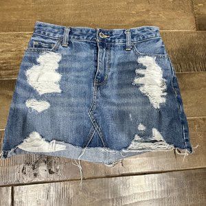 Excellent Condition Jean Distressed High Rise Skirt Hollister Sz 25